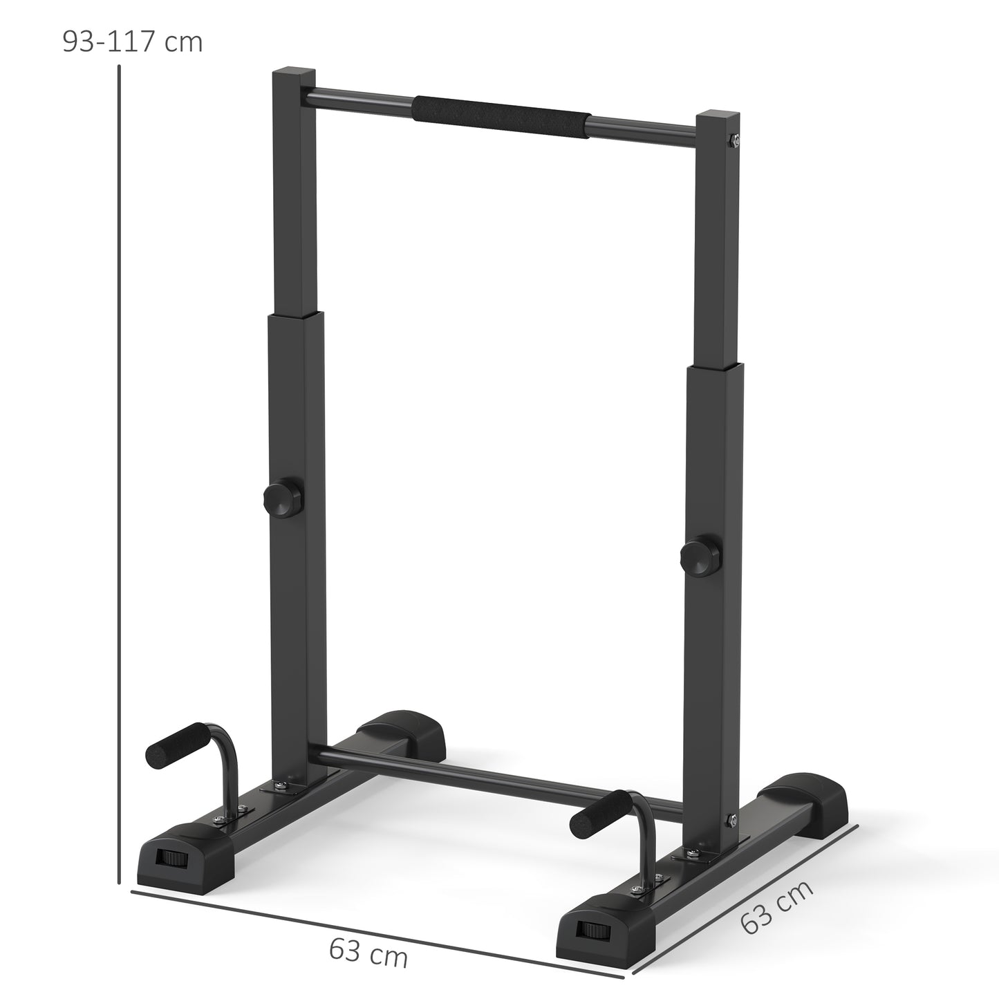 SPORTNOW Dip-Station, Liegestütz-Ständer, 93-117 cm höhenverstellbar, 540 kg Belastbarkeit, Ganzkörper-Training, Schwarz