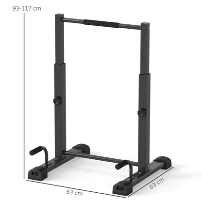 SPORTNOW Dip-Station, Liegestütz-Ständer, 93-117 cm höhenverstellbar, 540 kg Belastbarkeit, Ganzkörper-Training, Schwarz