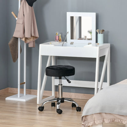 HOMCOM Salonhocker, höhenverstellbar, Bezug i Samtoptik, Ø35 x 49-61 cm, Schwarz