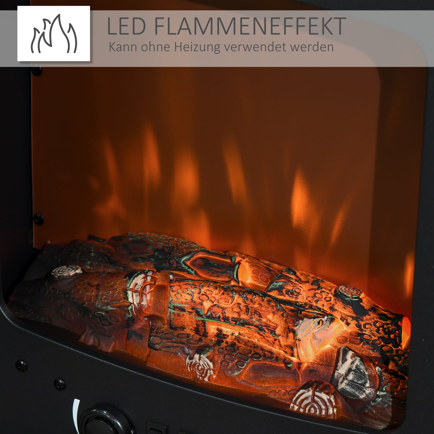 HOMCOM LED Elektrokamin Standkamin mit Flammeneffekt 900/1800W Schwarz