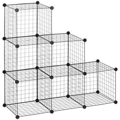HOMCOM Metallwürfel-Regal, Anpassbarer Würfelschrank für Kleidung, Bücher, Spielzeug, flexibel, 109L x 37B x 109H cm, Schwarz