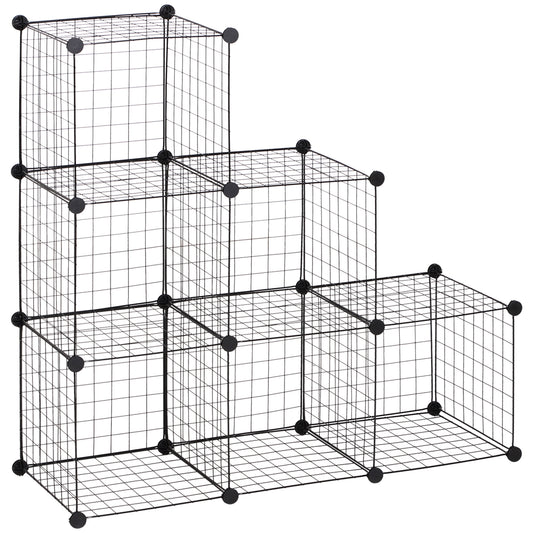 HOMCOM Metallwürfel-Regal, Anpassbarer Würfelschrank für Kleidung, Bücher, Spielzeug, flexibel, 109L x 37B x 109H cm, Schwarz