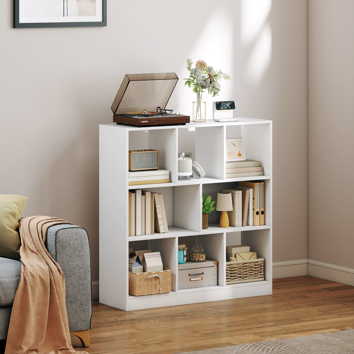HOMCOM Bücherregal Regal Standregal, 8 Regalfächer, 97,5 x 30 x 100 cm, Weiß