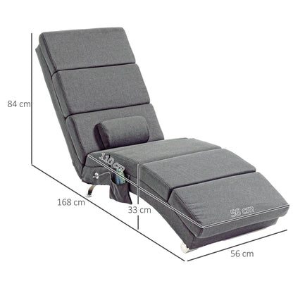 HOMCOM Massagesessel Relaxsessel Liegesessel 8 Vibrationspunkte, 5 Modi, 8 Vibrationspunkte, 56 x 168 x 84 cm, Grau
