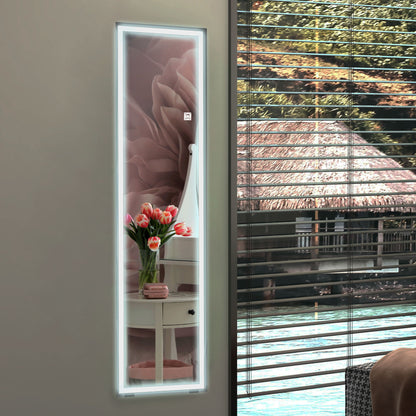 HOMCOM Standspiegel Wandspiegel Ganzköprerspiegel، مع مصابيح LED، 40 سم × 150 سم، فايس + سيلبر