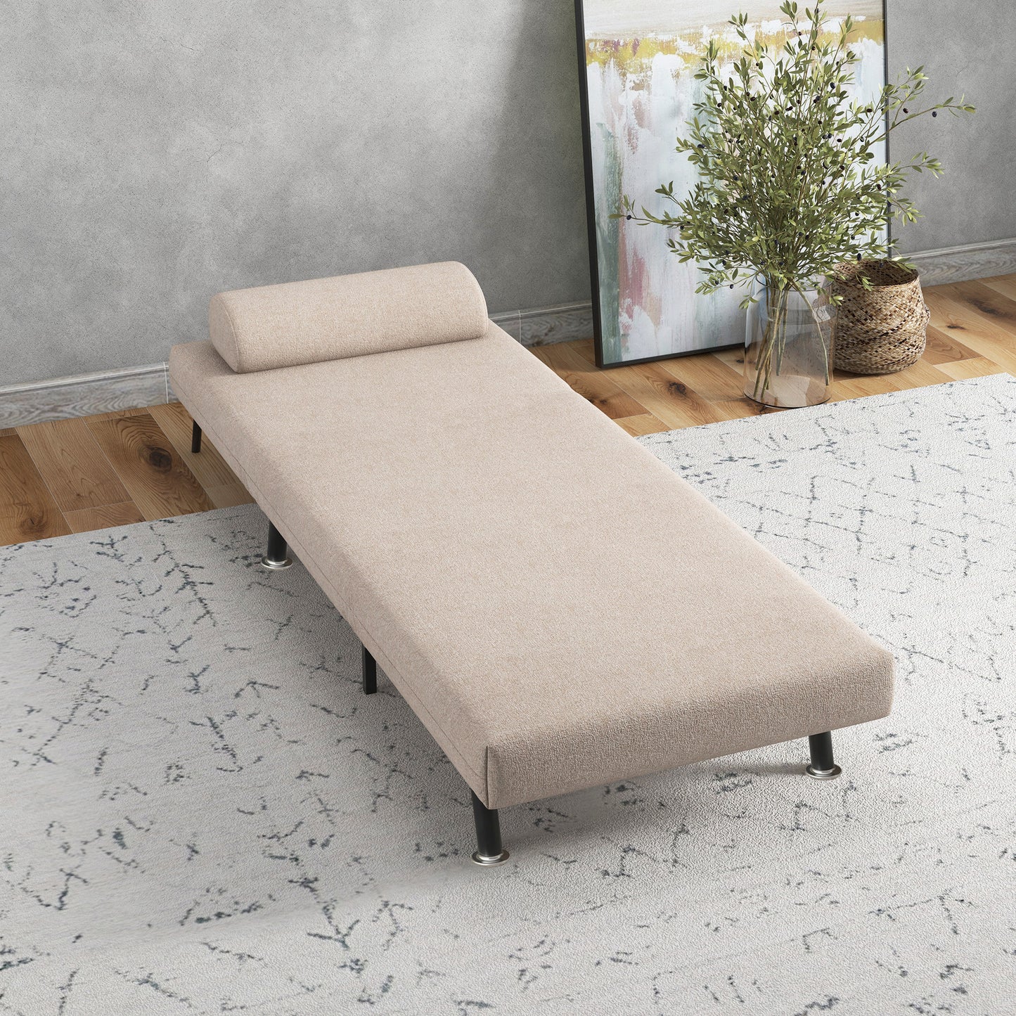 HOMCOM Klappsessel mit Bettfunktion, klappbarer Relaxsessel in Leinenoptik, Verstellbare Rückenlehne, 75 x 70 x 75 cm, Beige