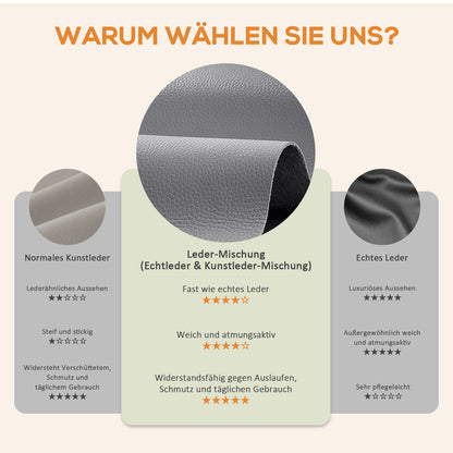 HOMCOM Massagesessel mit Rücklehnfunktion, Kunstleder, elektrisch verstellbar, Fußstütze, Seitentasche, Stahlrahmen, Grau