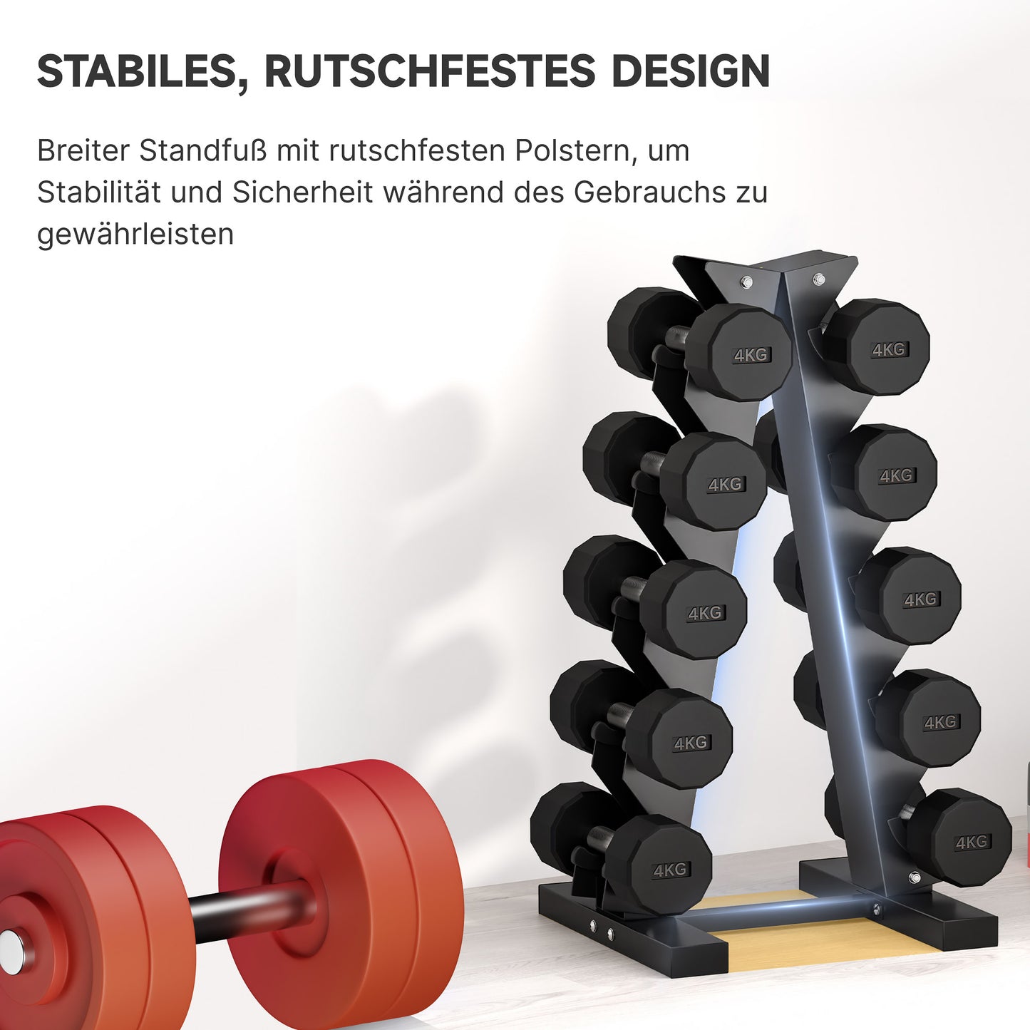 SPORTNOW Hantelständer für 10 Kurzhanteln, 5 Ebenen, stabiles Stahlgestell, bis 100 kg, schwarz, 66 x 35 x 33 cm