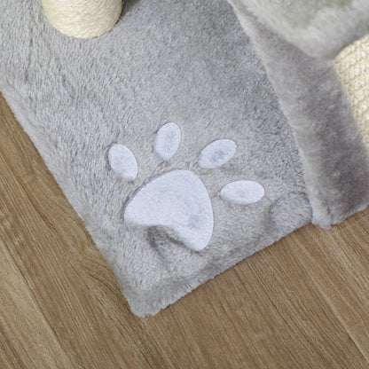 PawHut Kratzbaum klein Katzenkratzbaum Spielbaum Kratzstamm für Katzen mit Spielball Braun 40 x 30 x 43 cm