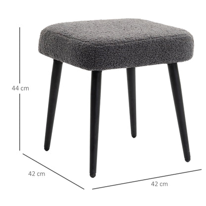 HOMCOM Hocker، Fußstütze، gepolsterter Sitz، Kaschmir-Optik، Stahlbeine، 42 × 42 × 44 سم، Dunkelgrau