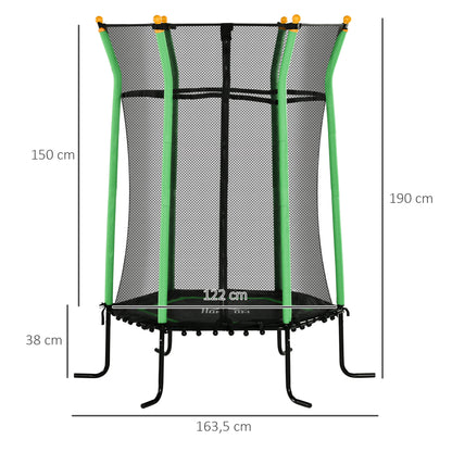 HOMCOM Trampolin für Kinder, Ø163,5 cm, mit Sicherheitsnetz, gepolstert, Stahl, belastbar bis 50 kg
