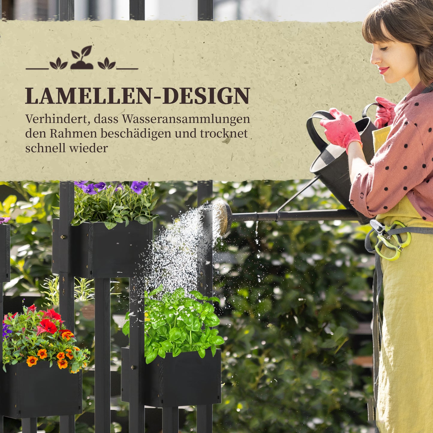 Outsunny Pflanzkasten-Kombination, modulares Design, Standrahmen, Naturholz, schwarz, 90 x 45 x 170 cm
