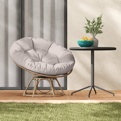 Outsunny Papasansessel Rattan 360° drehbar Korbsessel mit Sitzkissen runder Outdoor