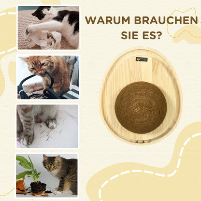 PawHut interaktives Katzenspielzeug, Kratzfläche, ovale Kugelbahn, Kiefernholz, 39,5 x 32,5 x 14,5 cm