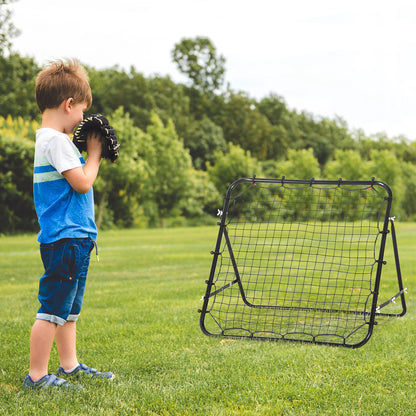 HOMCOM Rebounder für Fußball, 84 x 84 cm Fussball Rebounder mit stufenlos verstellbarem Winkel, Kickback Rückprallwand Fußballtor für Jugendliche Schuss-, Pass- und Ballannahmetraining Schwarz