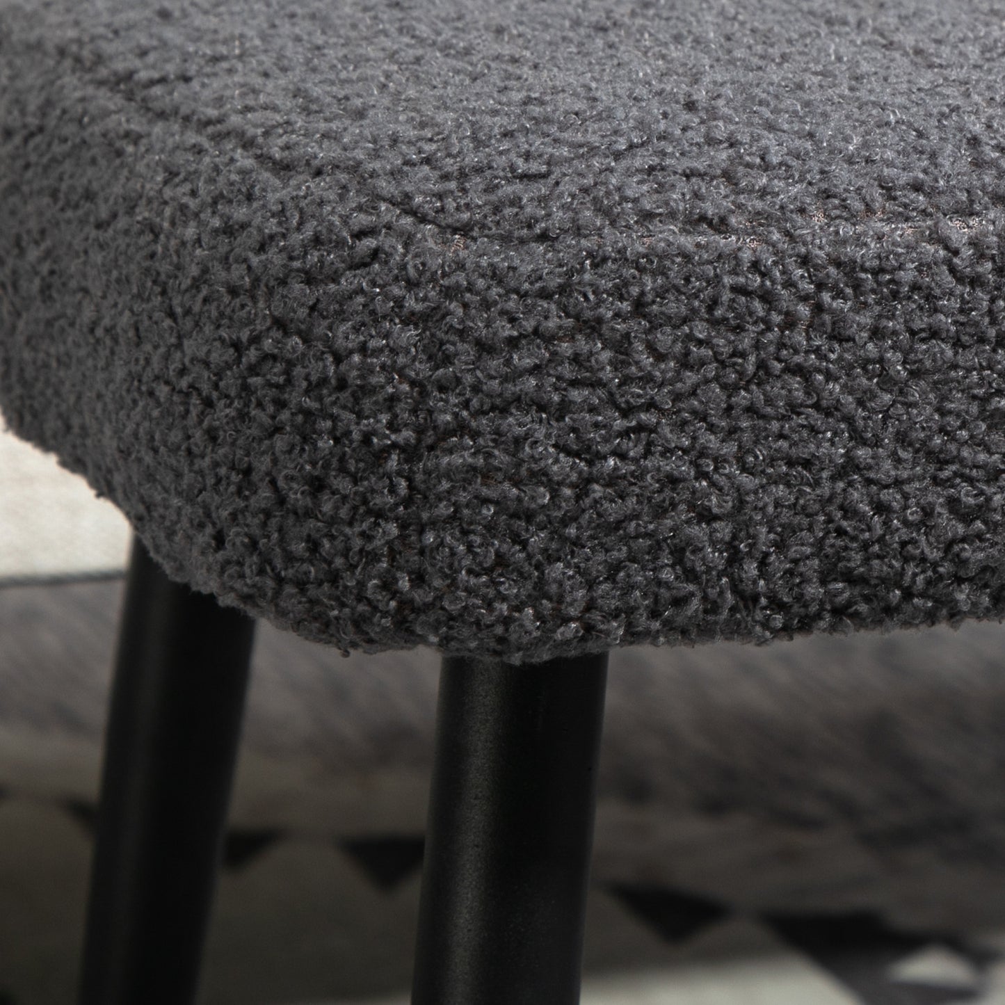 HOMCOM Hocker، Fußstütze، gepolsterter Sitz، Kaschmir-Optik، Stahlbeine، 42 × 42 × 44 سم، Dunkelgrau