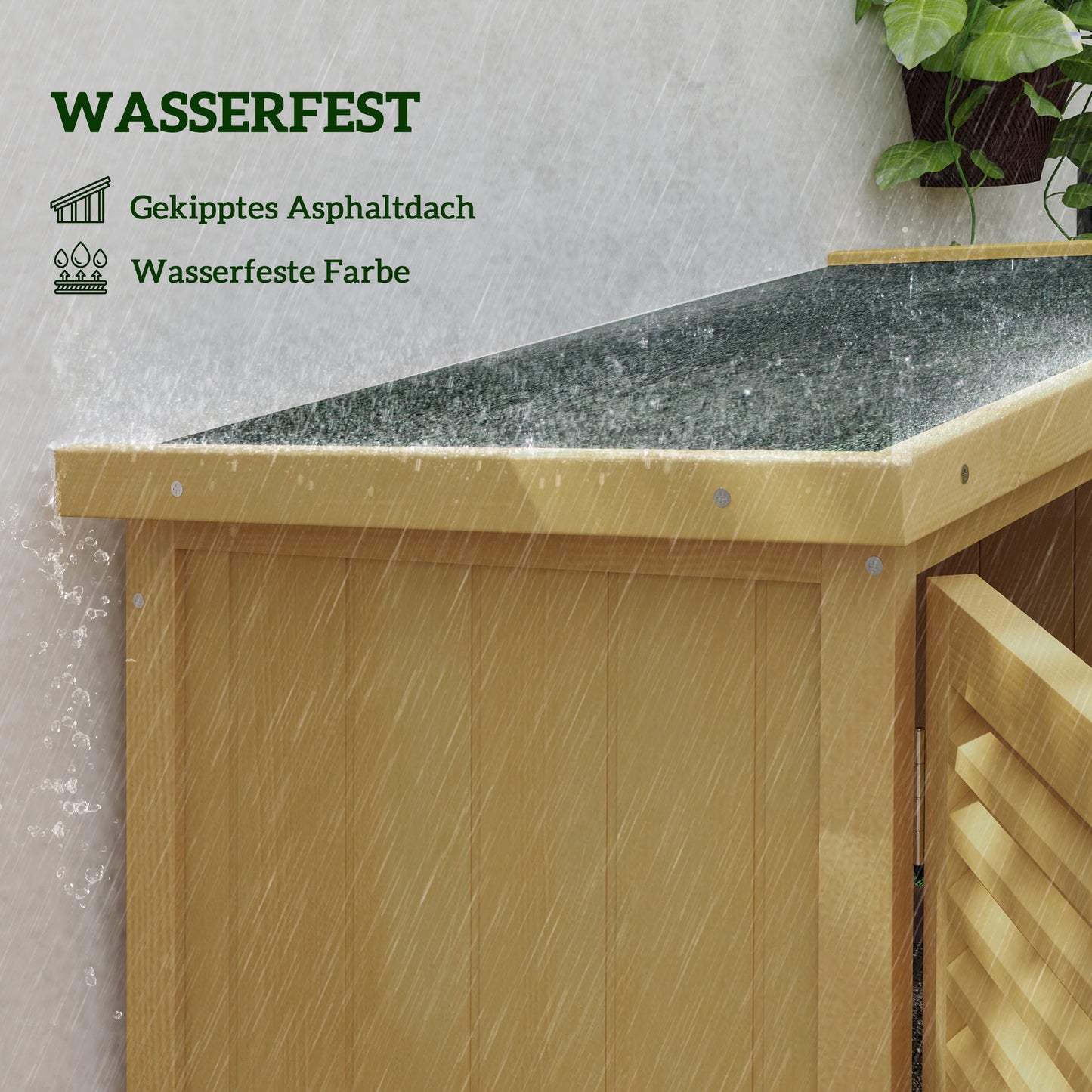 Outsunny Gartenkommode wetterfest, 2 Türen mit Schloss, Kiefernholz, 87L x 46,5B x 160H cm, Hellgelb