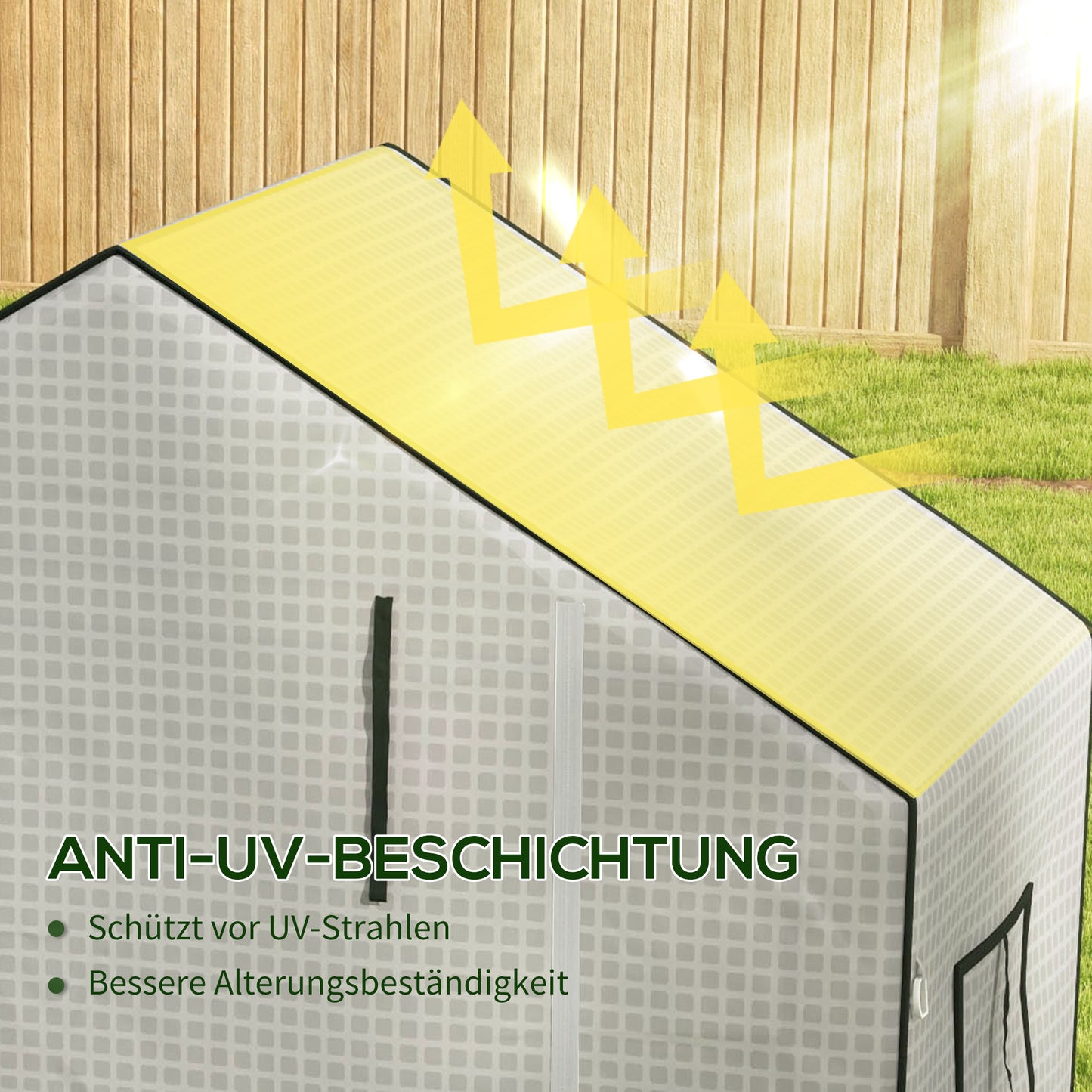 Outsunny Ersatzfolie für Gewächshaus, Ersatzabdeckung mit UV-Schutz, Rolltür, Seitenfenster, 140 x 73 x 190 cm, Weiß