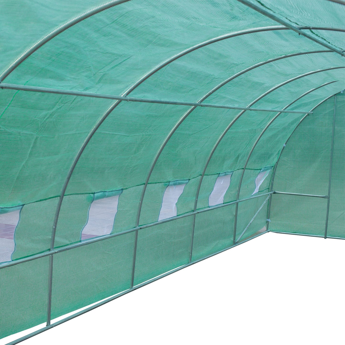 Outsunny Gewächshaus 800x300x200cm Foliengewächshaus Tomatenhaus mit Tür, 12 Fenster, Folientunnel aus verzinktem Stahl, PE, stabiles Treibhaus Pflanztunnel, inkl. Erdanker & Seilen, Grün