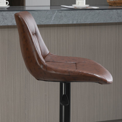 HOMCOM 2er-Set Barhocker Barhocker Barstühle, höhenverstellbar, inkl. Fußstütze, 46,5cm x 50cm x 108cm, Schwarz + Braun