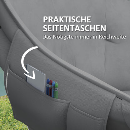 Outsunny Faltstuhl faltbar Campingstuhl mit Seitentasche Tragetasche gepolstert bis 120kg belastbar Dunkelgrau