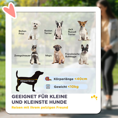 PawHut Hundewagen, Leichter und faltbarer Transportwagen für kleine Hunde, waschbares Kissen, Netzfenster, Khaki