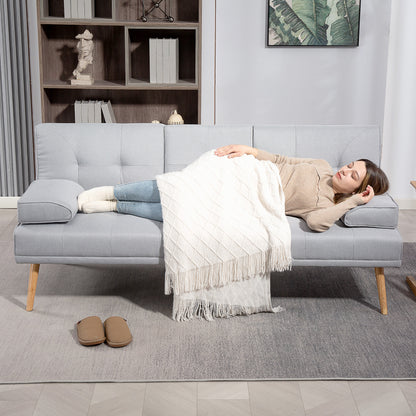 HOMCOM Schlafsofa، 3-Sitzer-Sofa، Bettsofa mit Klappbarem Tisch، Stoffsofa mit Leinenoptik، Schlafcouch mit Becherhalter، im Skandi-Design، bis 250kg Belastbar، Hellgrau