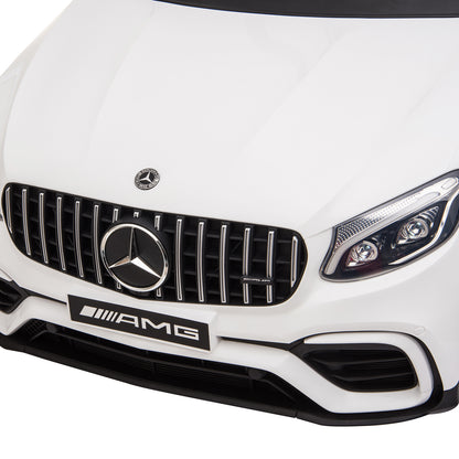 HOMCOM Kinderfahrzeug 12V Mercedes-Benz AMG GLC63S COUPE lizenzierter Elektroauto mit Fernbedienung Sicherheitsgurt 2 x 35W Motoren MP337-60 Monate Weiß 115 x 70 x 55 cm