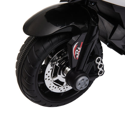 HOMCOM Elektro-Kindermotorrad, Lichter & Geräusche, 3 km/h, wiederaufladbar, Kunststoff & Metall, Schwarz/Weiß