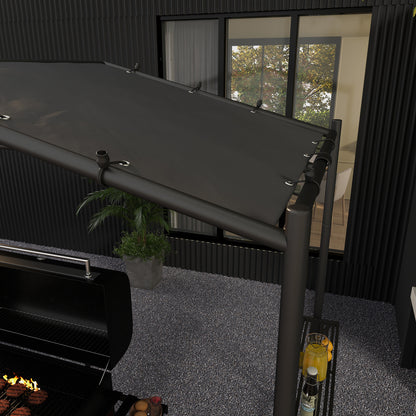 Outsunny Grillzelt Grilldach, wetterbeständig, inkl. Seitentaschen, 277 x 149 x 230 cm, Dunkelgrau