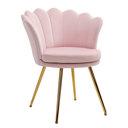 HOMCOM Sessel mit lotusförmigem Design, vergoldete Metallbeine, Schaumstoffpolster, Rosa