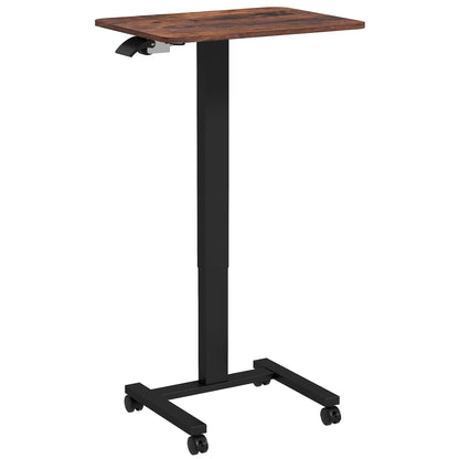 Vinsetto Stehpult Stehtisch, Laptoptisch, höhenverstellbar, 4 Rollen, 65 cm x 48 cm x 108 cm, Braun + Schwarz