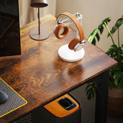 HOMCOM Schreibtisch, Computertisch, rustikales Design, viel Platz, Spanplatte, Braun