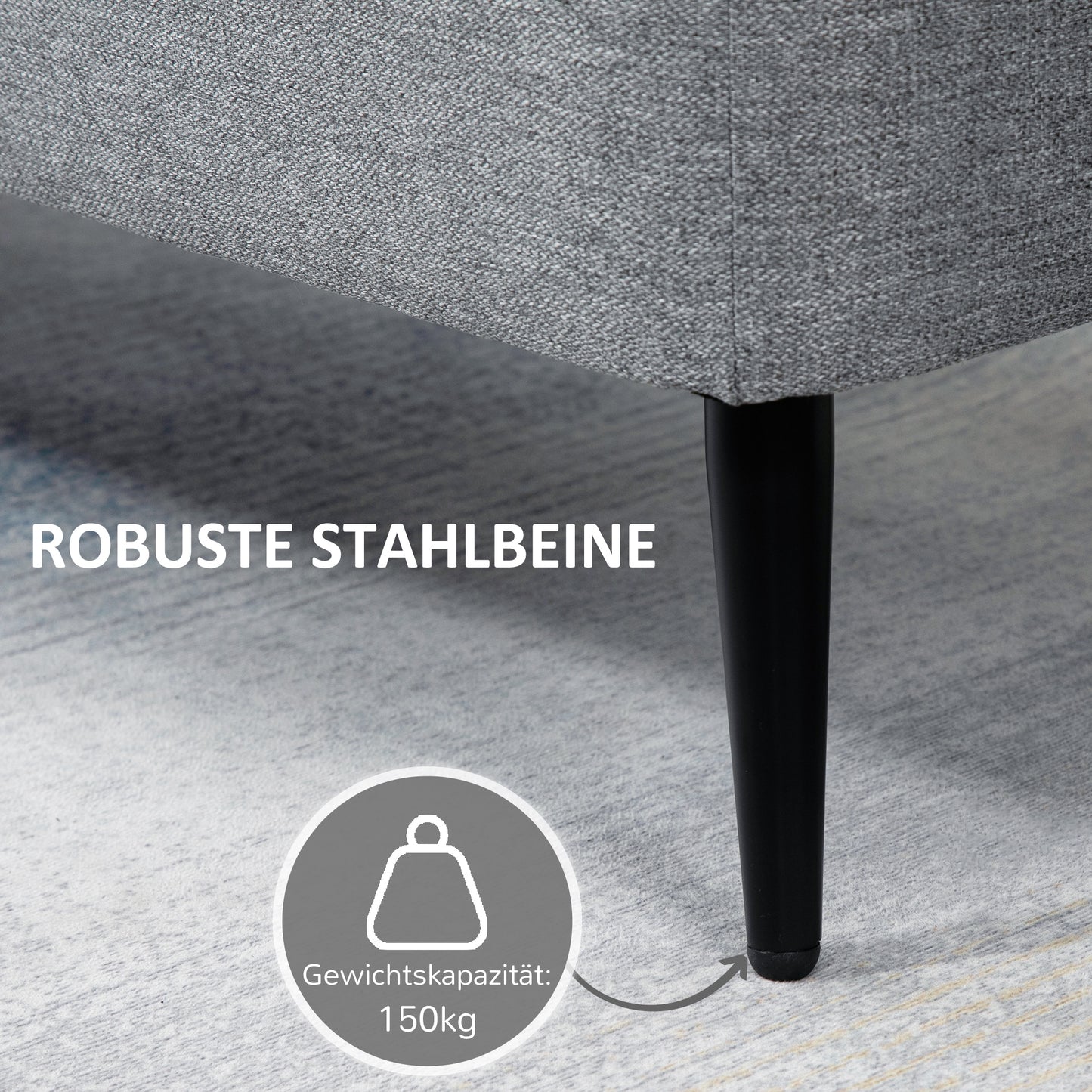 HOMCOM Sitzbank، Sitztruhe، Polsterbank، Leinenoptik، مكرر 150 كجم، 101x38,5x44,5 سم، غراو