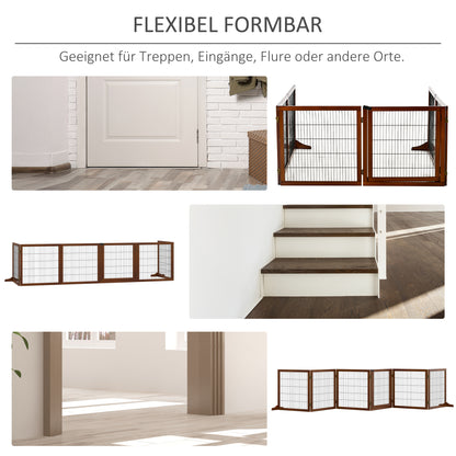 PawHut Absperrgitter für Hunde، klappbar، Kiefernholz، 432 × 36 × 70 سم، كافيه