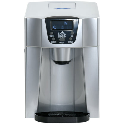 HOMCOM Eiswürfelmaschine Eiswürfelbereiter Ice-Maker, Timer-Funktion, 1,2 L Wassertank, Silber