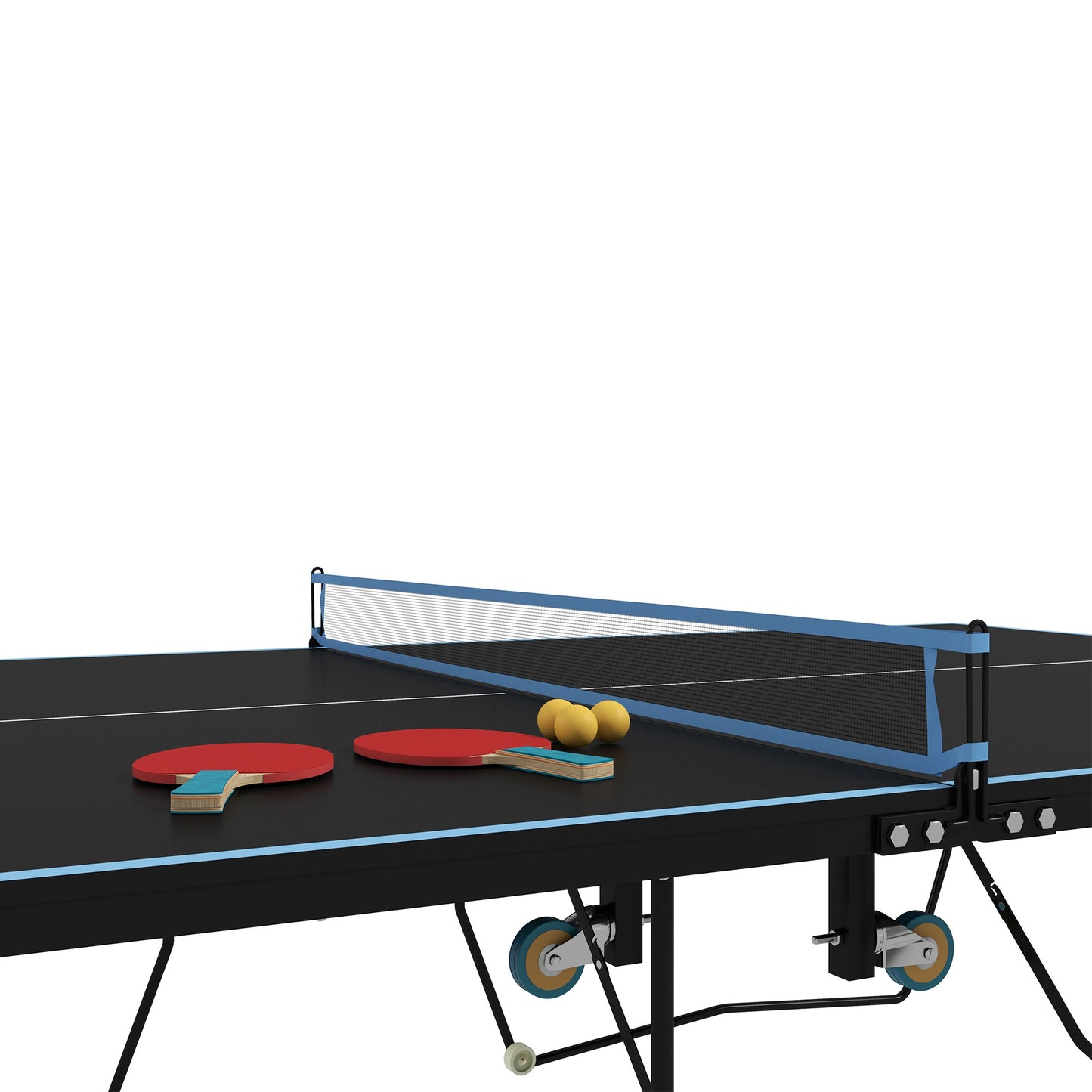SPORTNOW Tischtennisplatte, klappbar, 8 Räder, pulverbeschichteter Stahlrahmen, MDF, 274 x 152,5 x 76 cm, Schwarz