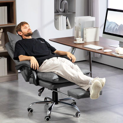 Vinsetto Ergonomischer Bürostuhl, verstellbare Sitzhöhe, neigbare Rückenlehne, Kunstleder, Dunkelgrau