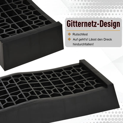HOMCOM 2-teiliges Auffahrrampen-Set, Schwellenrampe, Bordsteinrampe, Gummirampen, 3 Tonnen Tragkraft, Kunststoff, Schwarz