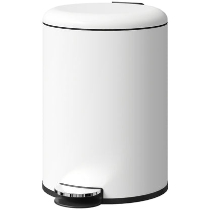 HOMCOM Mülleimer 20L, mit Pedal, Inneneimer, fingerabdrucksicher, leises Schließen, Cremeweiß