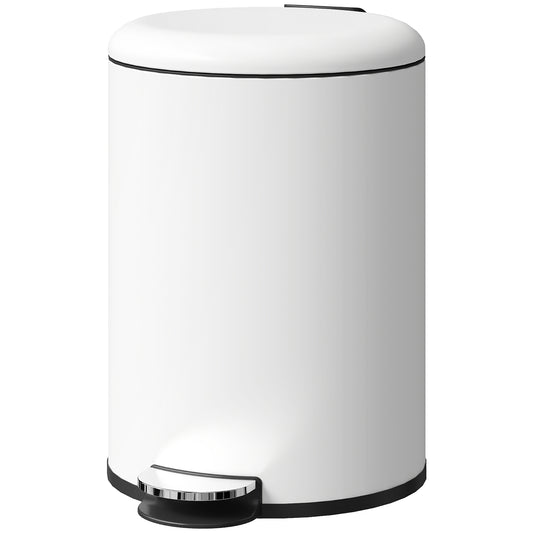 HOMCOM Mülleimer 20L, mit Pedal, Inneneimer, fingerabdrucksicher, leises Schließen, Cremeweiß