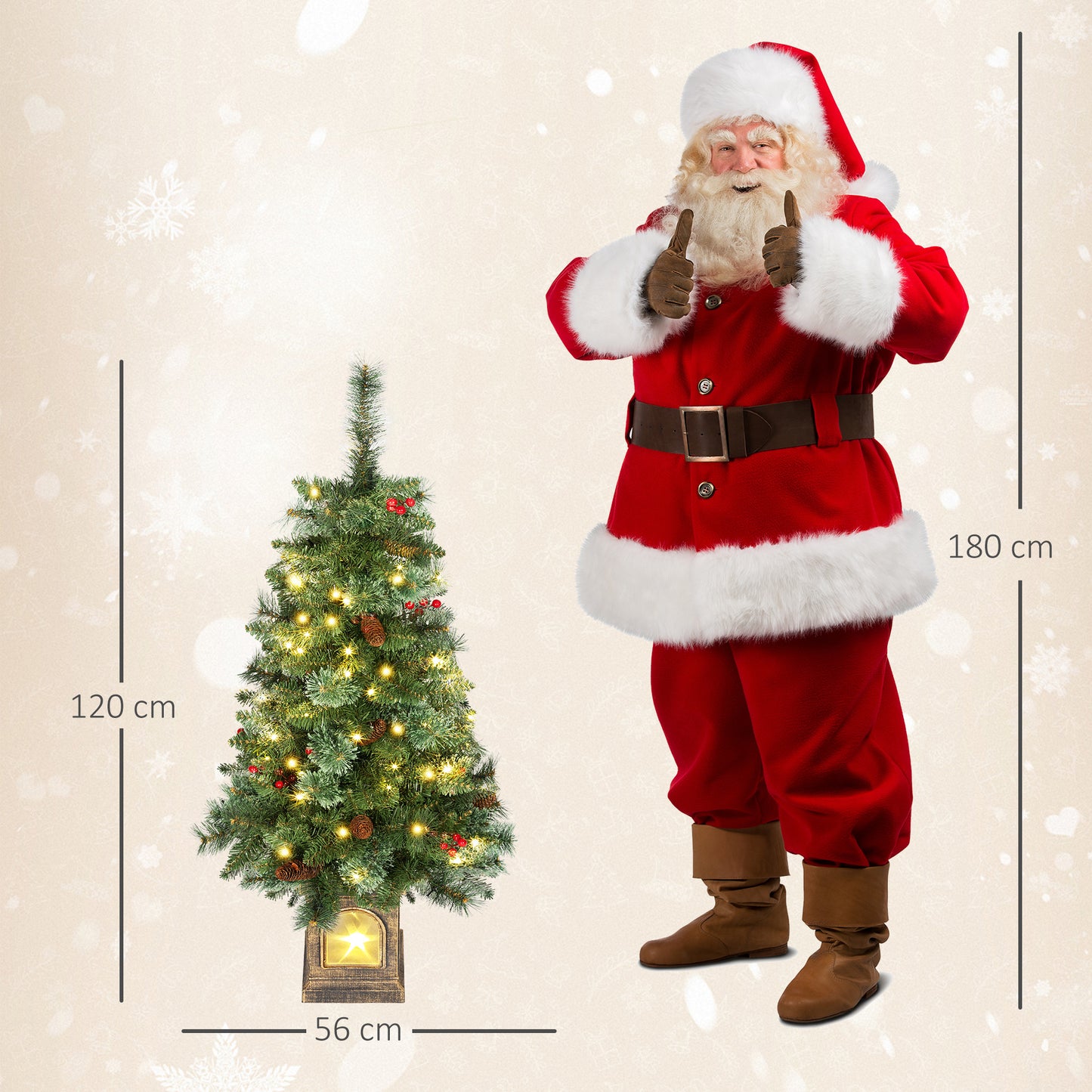 HOMCOM Künstlicher Weihnachtsbaum 120 سم Tannenbaum künstlich mit 100 LED Beleuchtung، 8 Modi، 214 Spitzen