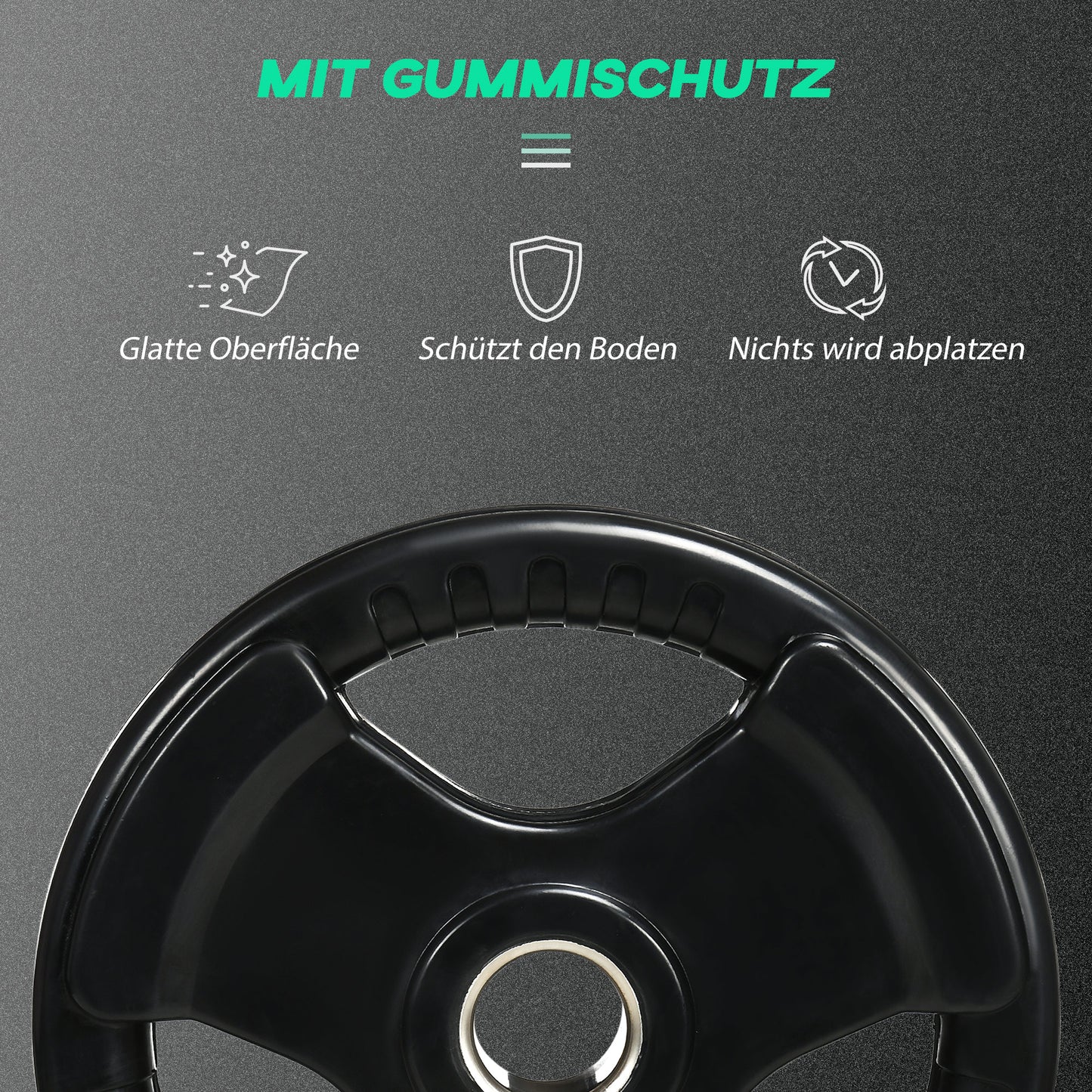 SPORTNOW Hantelscheibe, 2er-Set, 15 kg pro Scheibe, drei Griffe, bodenschonender Gummimantel, Metall