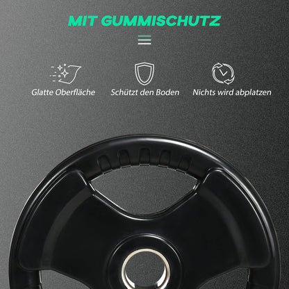 SPORTNOW Hantelscheibe, 2er-Set, 15 kg pro Scheibe, drei Griffe, bodenschonender Gummimantel, Metall