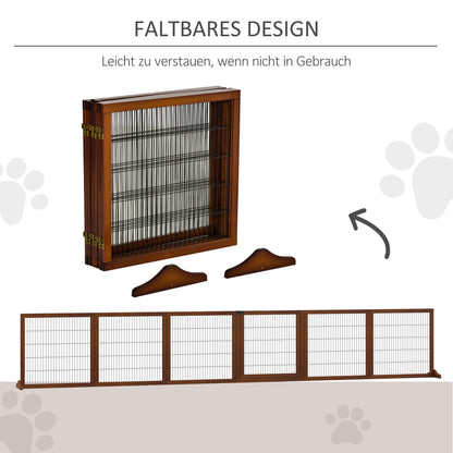 PawHut Absperrgitter für Hunde، klappbar، Kiefernholz، 432 × 36 × 70 سم، كافيه