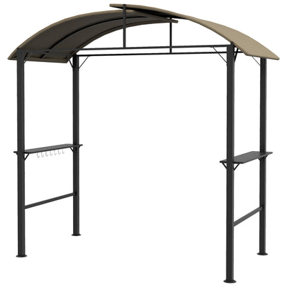 Outsunny Grillpavillon, 2 Seitenablagen, Haken, Stahlrahmen, 1,1 x 2,3m, Khaki