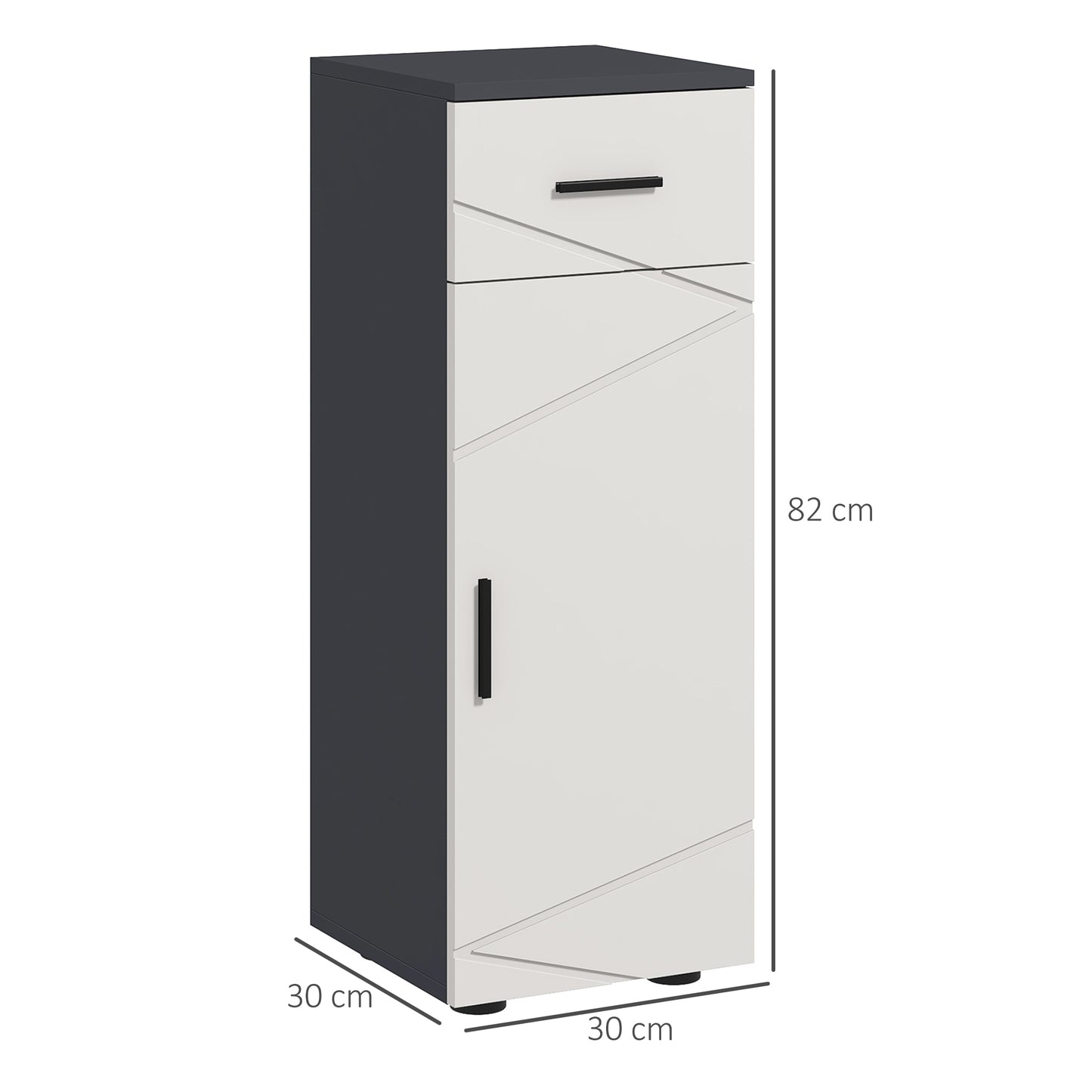 kleankin Badezimmerschrank, Badkommode, verstellbare Regale, bis zu 25 kg belastbar, Grau