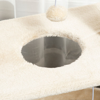 PawHut Kratzbaum Katzenbaum, inkl. Spielzeug und Katzenbett, 60 cm x 30 cm x 76 cm, Creme + Natur