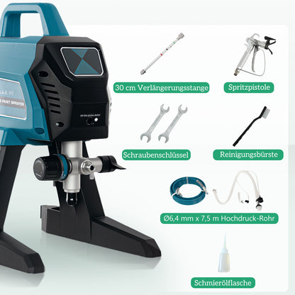 HOMCOM Farbsprühsystem, 700 W Lackierpistole Elektrisch, 200 bar Farbsprühgerät mit 1,5 L/min Durchfluss, 33 x 26 x 41 cm, Blau