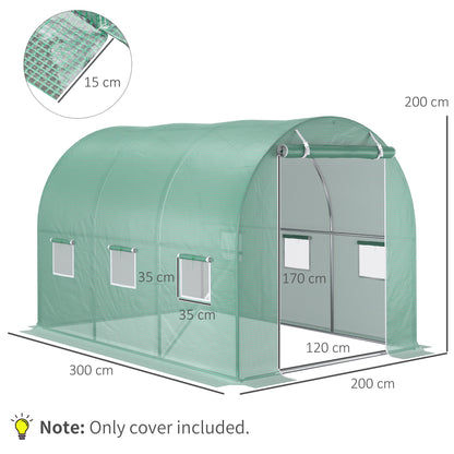 Outsunny Gewächshausfolie, 3 x 2 x 2 m, wasserdichte Gartenplane mit UV-Schutz, Kunststoff-Folie, Abdeckplane für Treibhaus, Folientunnel, Tunnelfolie für Außenbereich, Grün